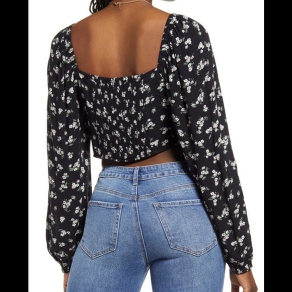 NEW BP Black Kasey Ditsy Floral Crop Size Small - Picture 2 of 10